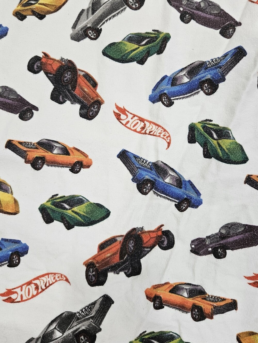 Pottery Barn Kids Hot Wheels FULL Fitted Sheet Organic Cotton Cars Retro